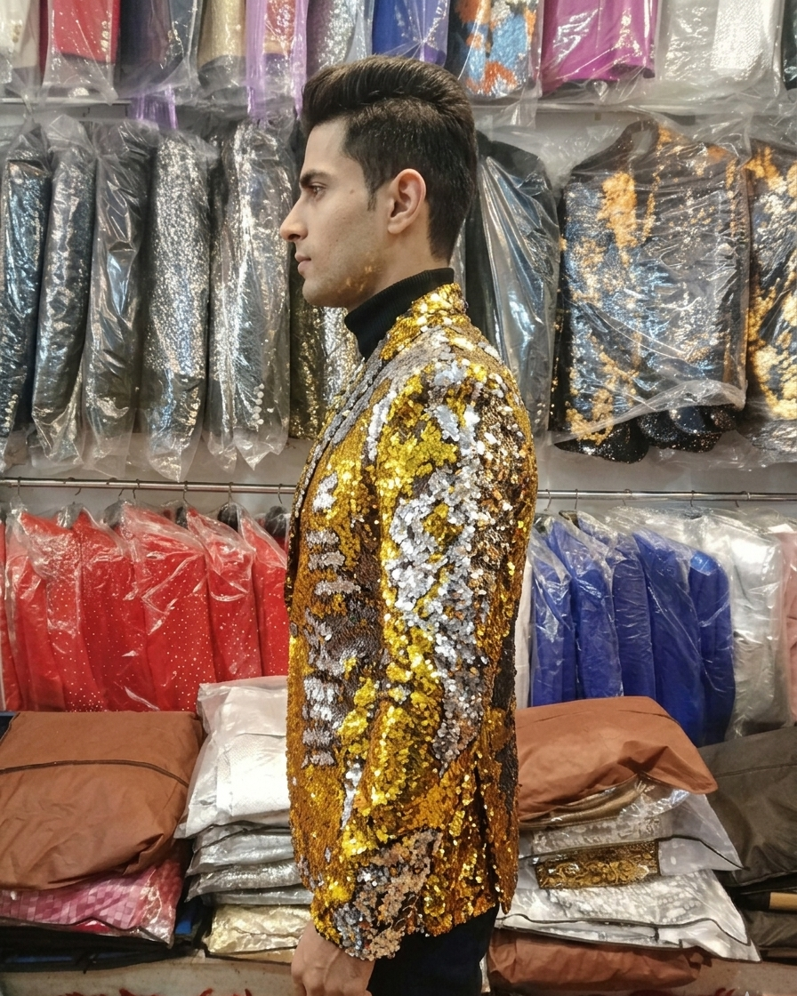 Luxury Gold & Silver Sequin Blazer for Men | Designer Party Wear Slim Fit Wedding, Reception & Stage Performance blazer