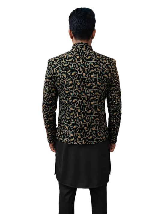 Royal Black Embroidered Sherwani for Men – Designer Wedding & Festive Ethnic Wear
