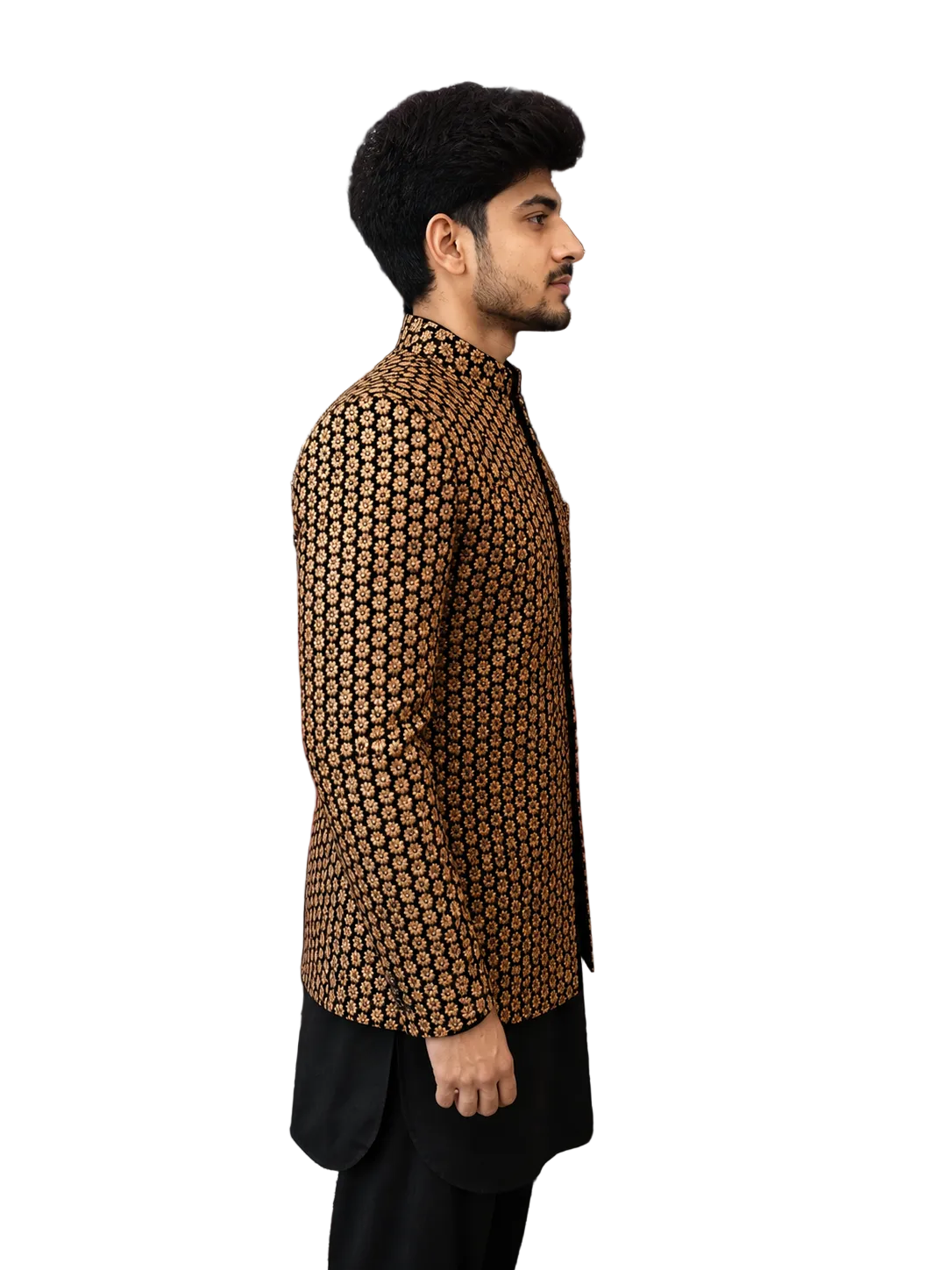Royal Black & Gold Embroidered Sherwani for Men – Luxury Wedding & Festive Wear
