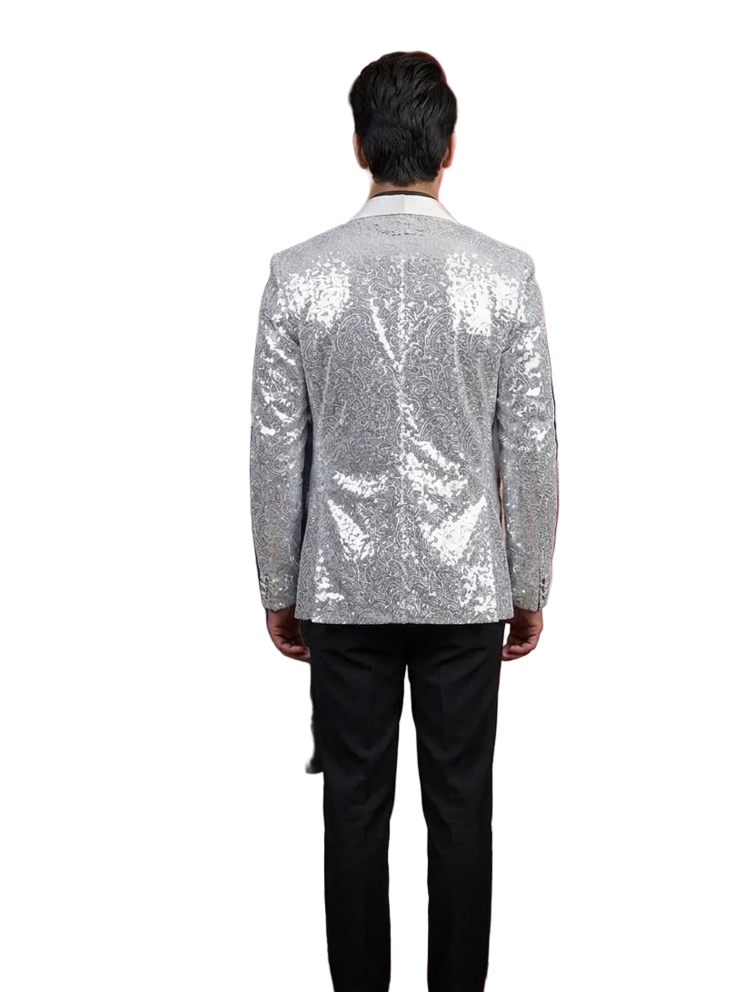 Silver Sequin Blazer Look – Modern Festive
