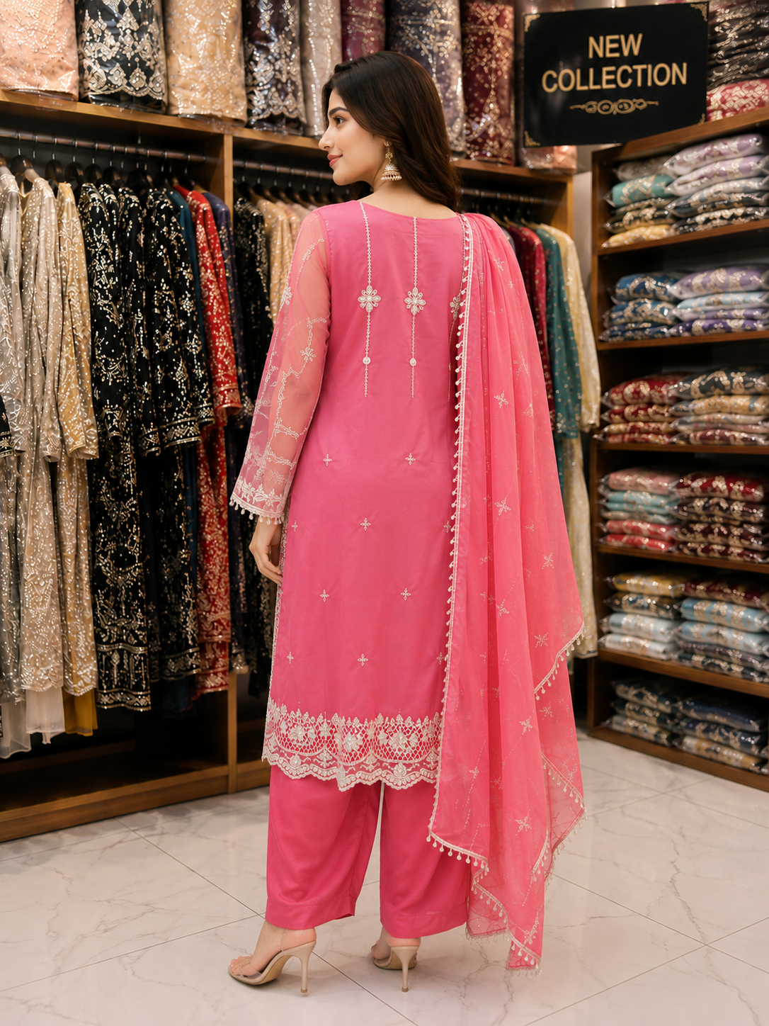 Elegant Pink Embroidered Pakistani Salwar Kameez Suit for Women | Designer Festive & Wedding Ethnic Wear with Dupatta
