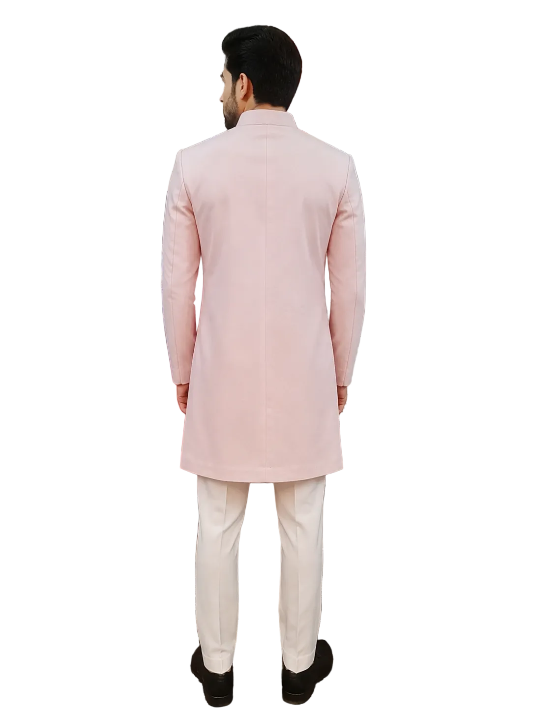 Elegant Blush Pink Embroidered Prince Coat Set