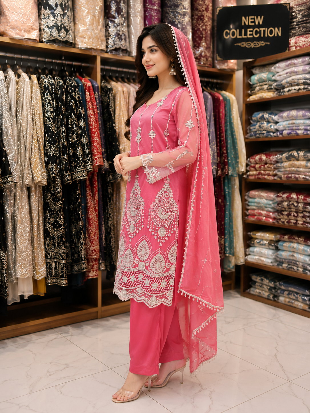 Elegant Pink Embroidered Pakistani Salwar Kameez Suit for Women | Designer Festive & Wedding Ethnic Wear with Dupatta