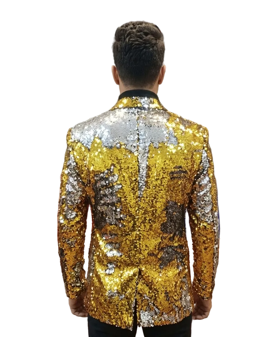 Luxury Gold & Silver Sequin Blazer for Men | Designer Party Wear Slim Fit Wedding, Reception & Stage Performance blazer