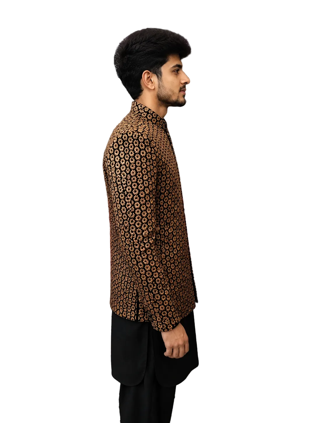 Royal Black & Gold Embroidered Sherwani for Men – Luxury Wedding & Festive Wear